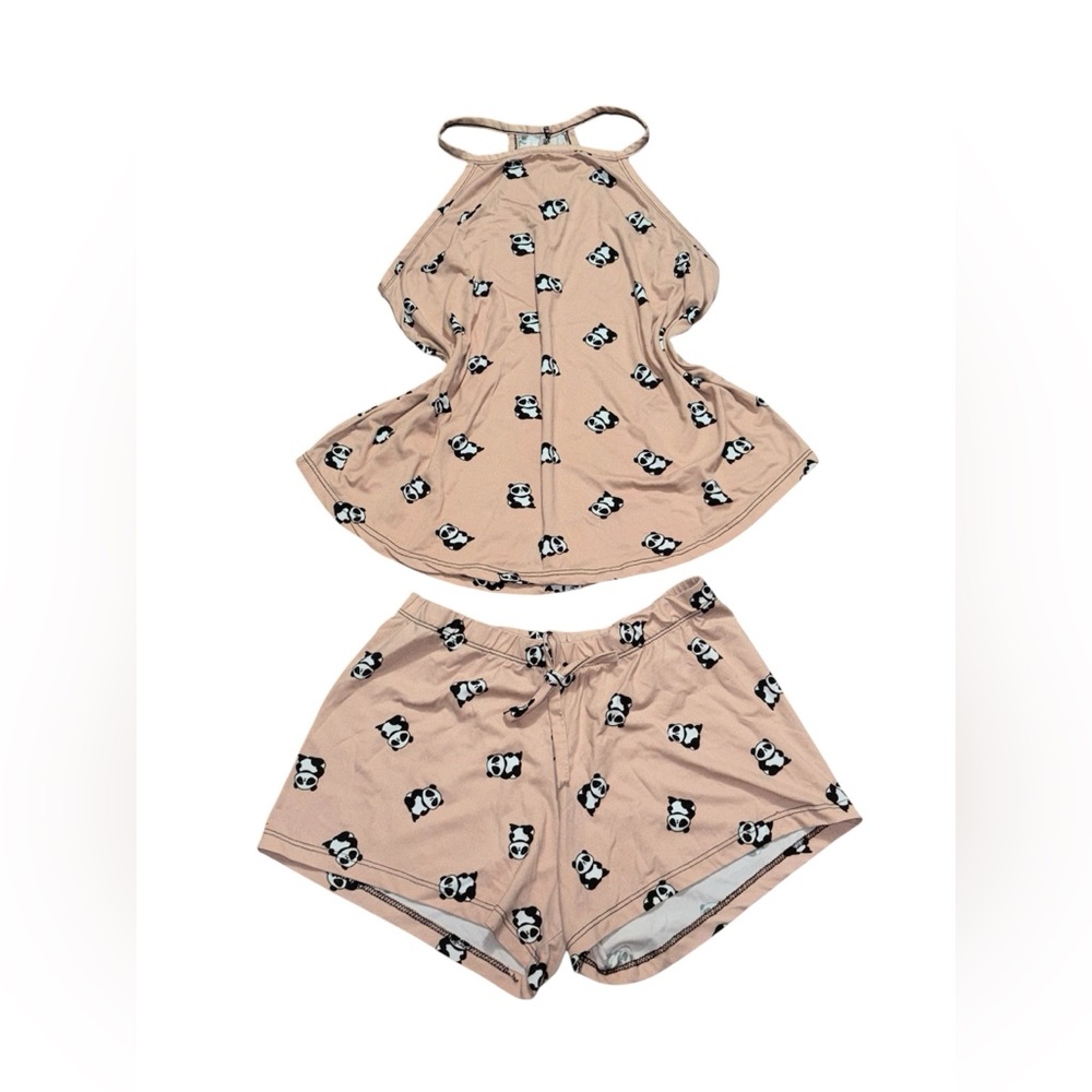 panda pajama shorts set